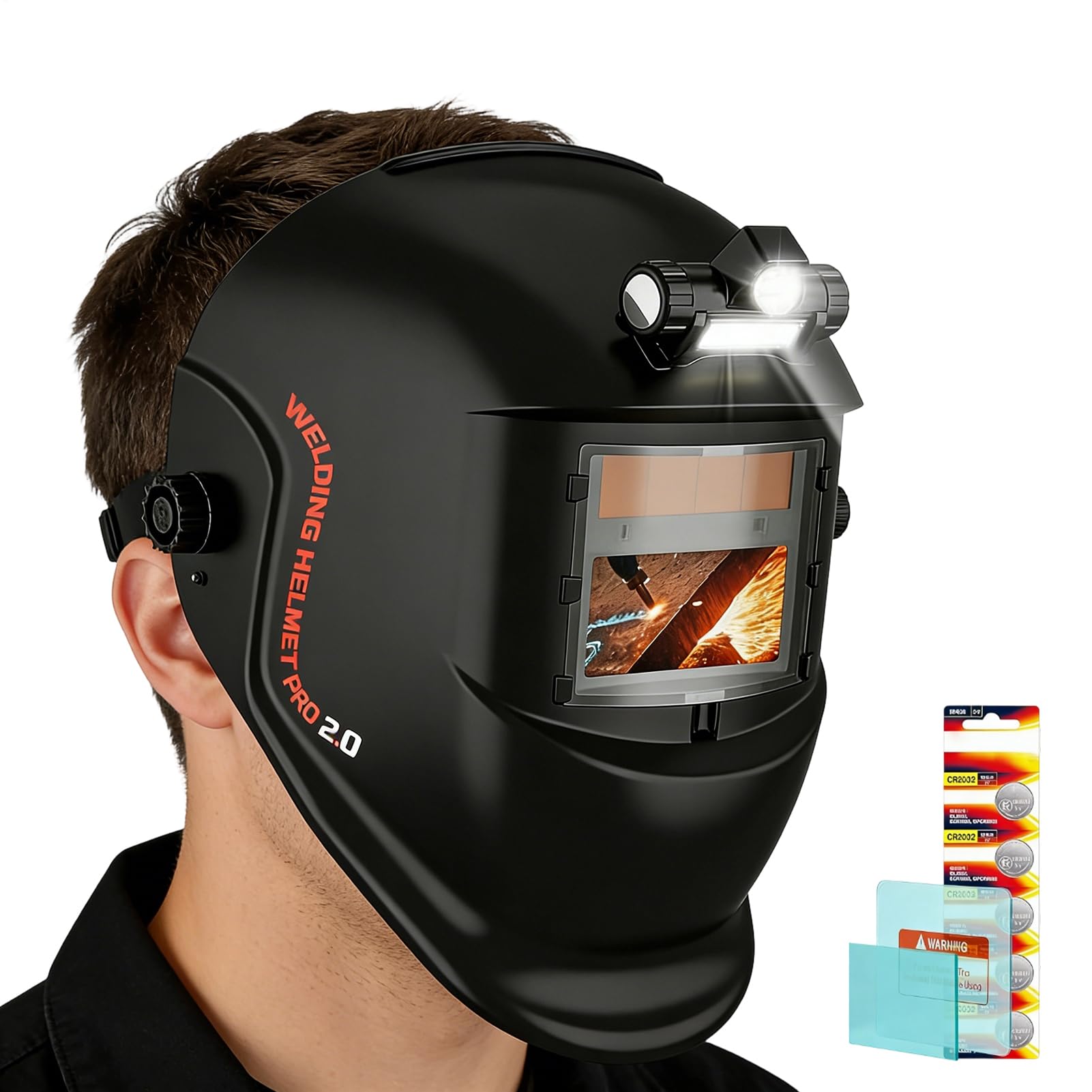 Capot de soudeur haute protection avec éclairage LED pour atelier