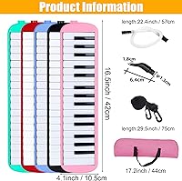 Vista 2 de Melodica - Pianica portátil de 32 teclas con bolsa de transporte, boquillas cortas y largas para principiantes, regalo para niños