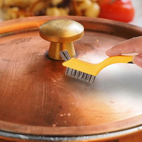 Miniatura 5 de Juego de 5 cepillos de alambre, cepillos de alambre de acero inoxidablelatónnailon, raspadores de metal para limpieza, cepillo de pintura, cepillo