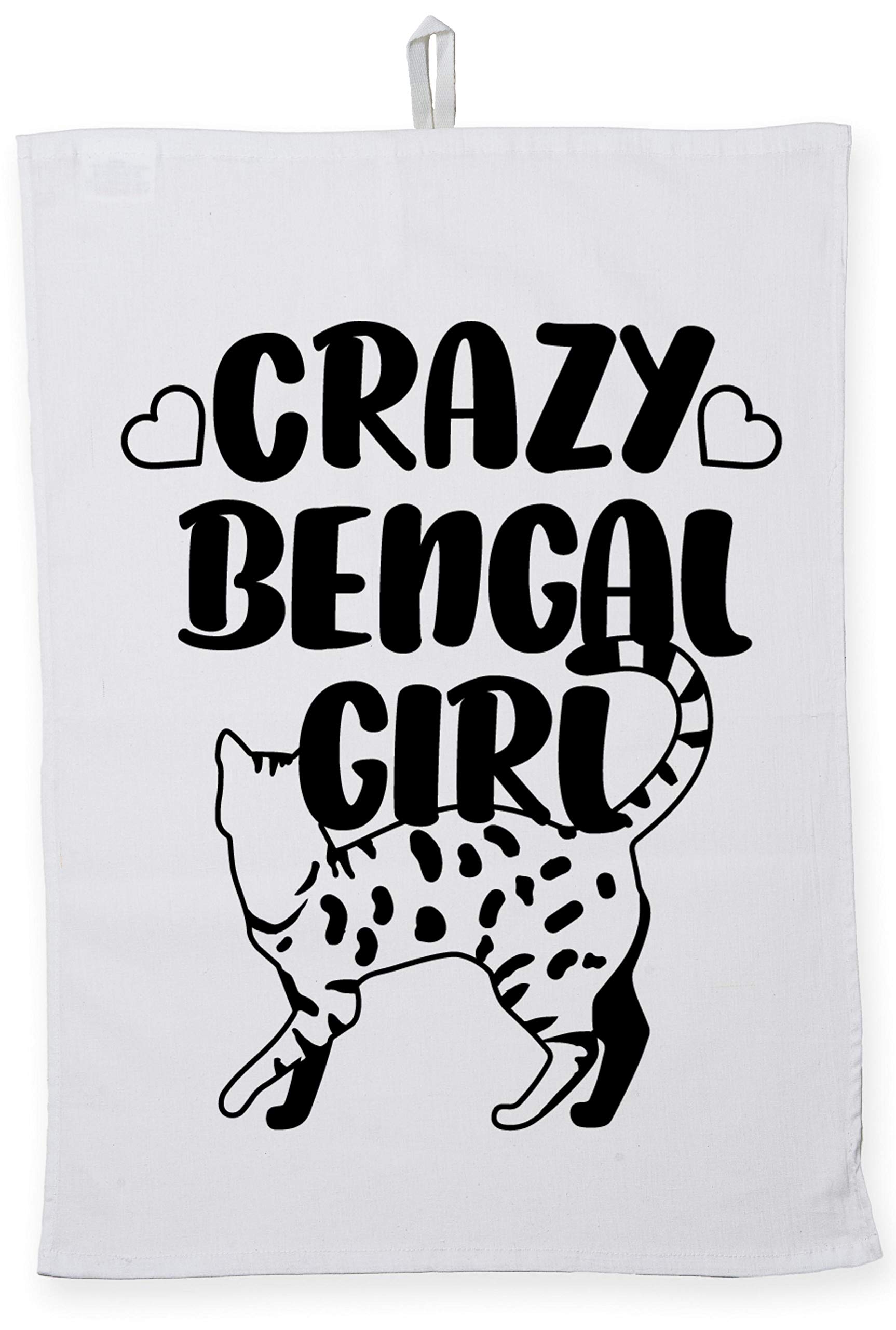 Hippowarehouse Crazy bengal girl cat Tea Towel Eco Printed Dish Cloth Kitchen accessory 50cmx70cm 100% Cotton