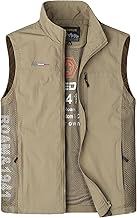 Men's Multi-Pocket Fishing Vest Leisure Jacket Full Sleeve for Air Breathable Quick Dry Leisure Lightweight Hunting Camping Travel