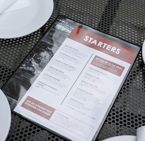 Miniatura 5 de Risch Soporte para cubierta de menú, sellado térmico, doble cara con esquinas protectoras de bolsillo transparente, para restaurantes, lista de