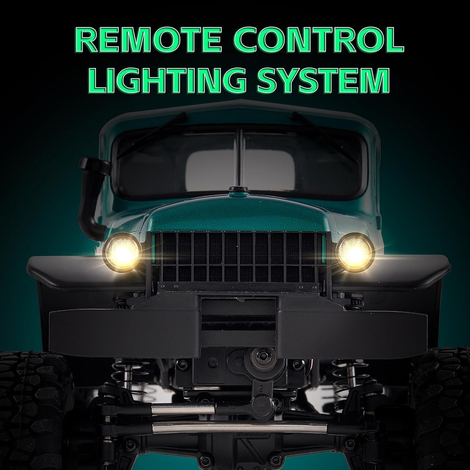 FCX24 FMS 1/24 Power Wagon Brushless RC Crawler, Offroad Trucks 4X4 RC Rock Crawler with 2 Speed Switch, Portal Axles and LED Lights for Adults (Green)