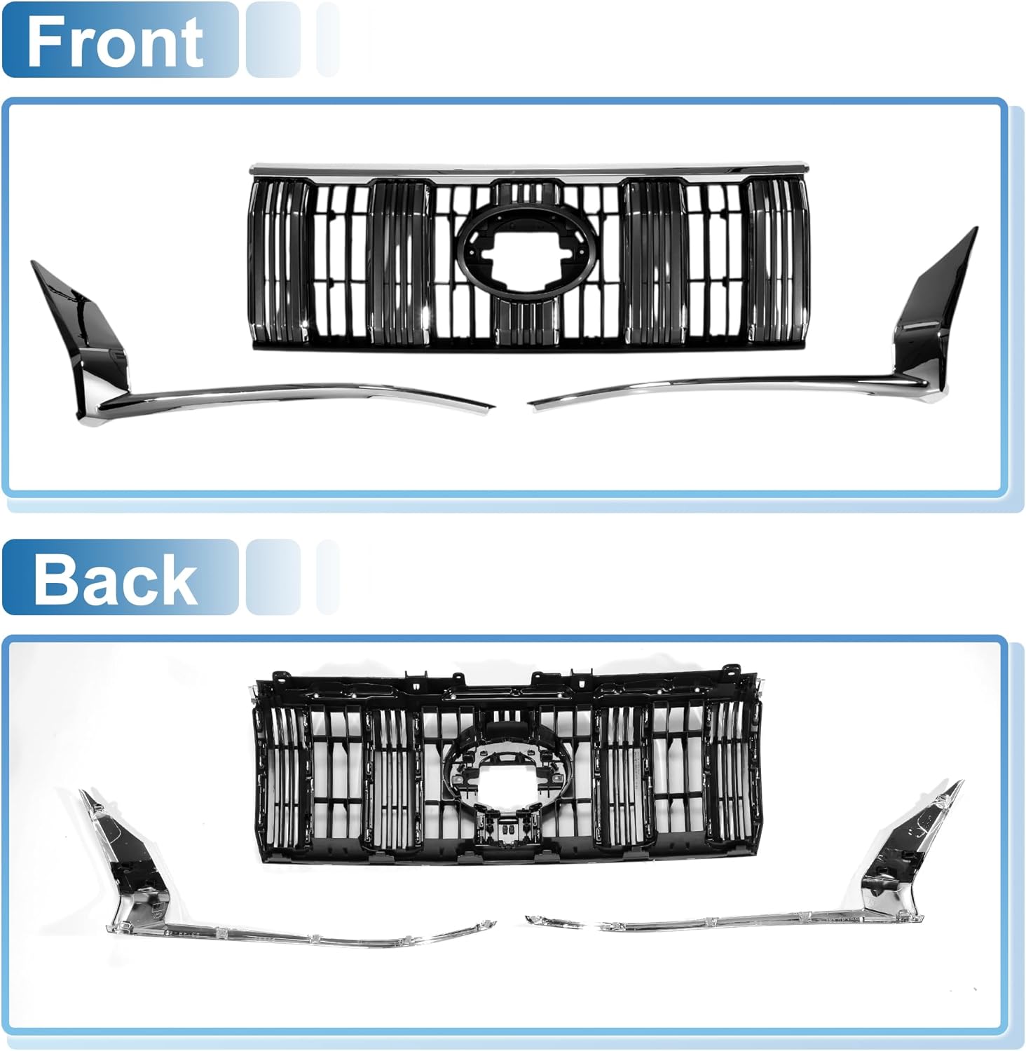 X AUTOHAUX Front Upper Bumper Grille Grill for Toyota Land Cruiser Prado 150 2017-2020 Front Upper Bumper Kidney Grille Grill Black