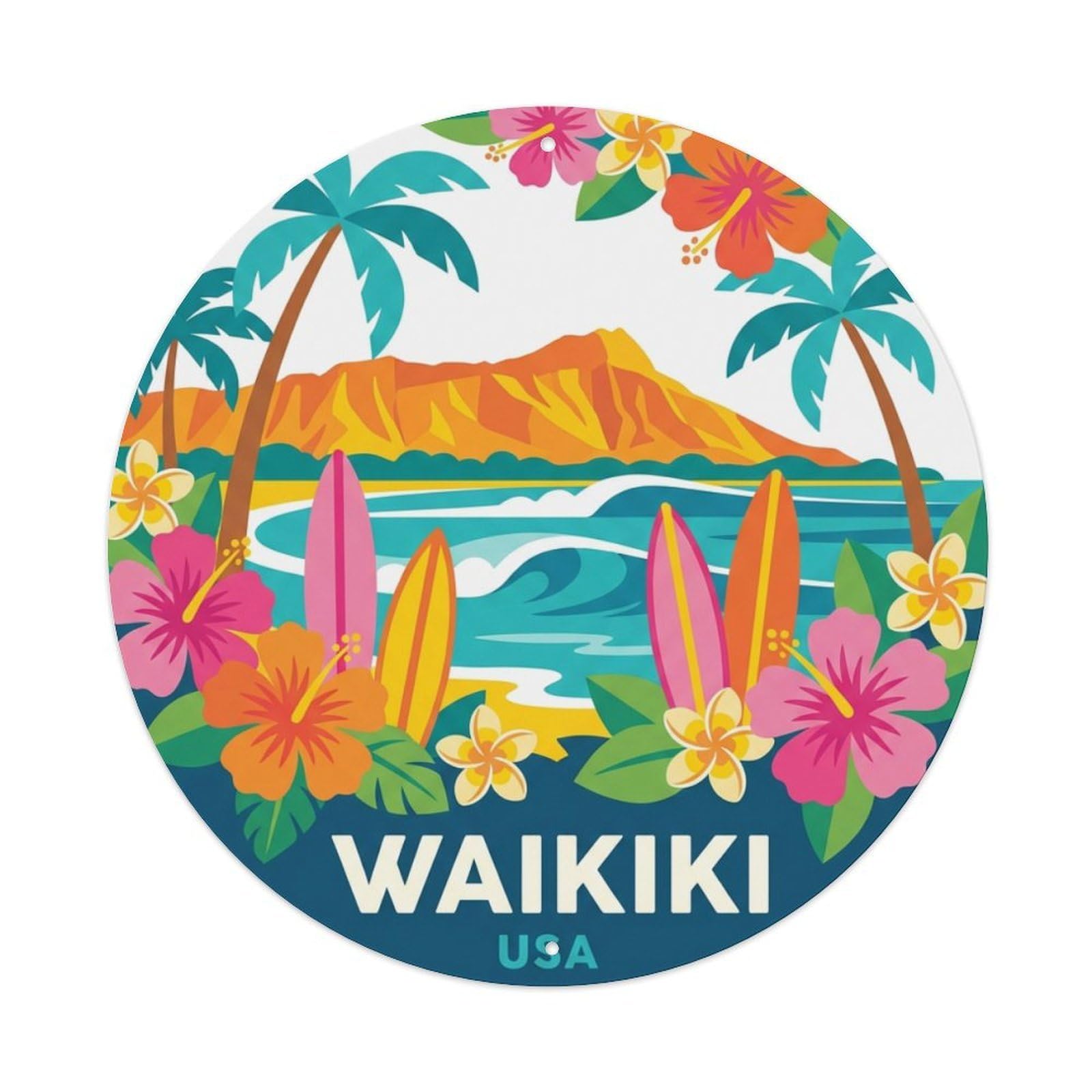 Vintage Travel Waikiki Hawaii Promise Metal Tin Sign