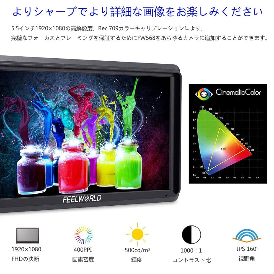 Feelworld カメラ用液晶モニター Feelworld FW568S 6インチ1920X1080 ips fhd液晶パネルカメラ