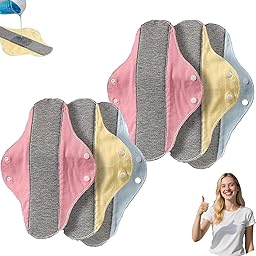 Reusable Leak-Proof & Waterproof Washable Incontinence Pads, Reusable Graphene Menstrual Pads, Pure Cotton, for Elderly Care & Mobility Support, Feel Secure, Dry, and Comfortable (6PCS)
