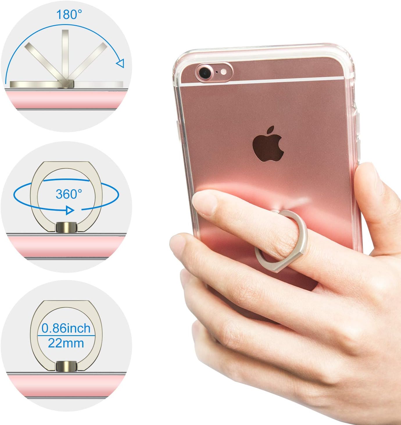 JETech Case for iPhone 6s and iPhone 6, [Ring Holder Kickstand] Cover, Shock-Absorption Bumper, HD Clear