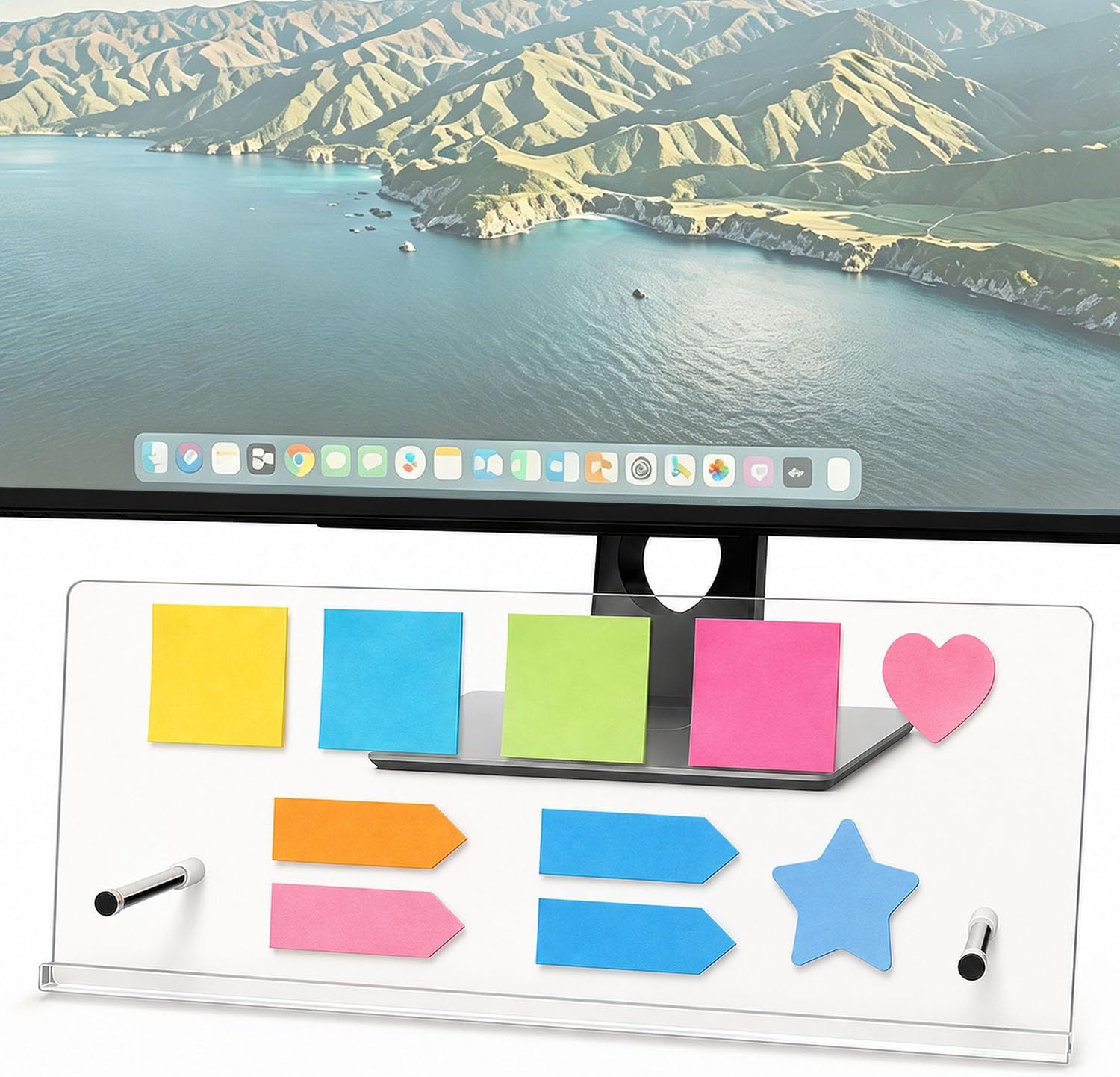 Monitor Memo Board – 14"x5.5"Sticky Note Holder for Desktop Office