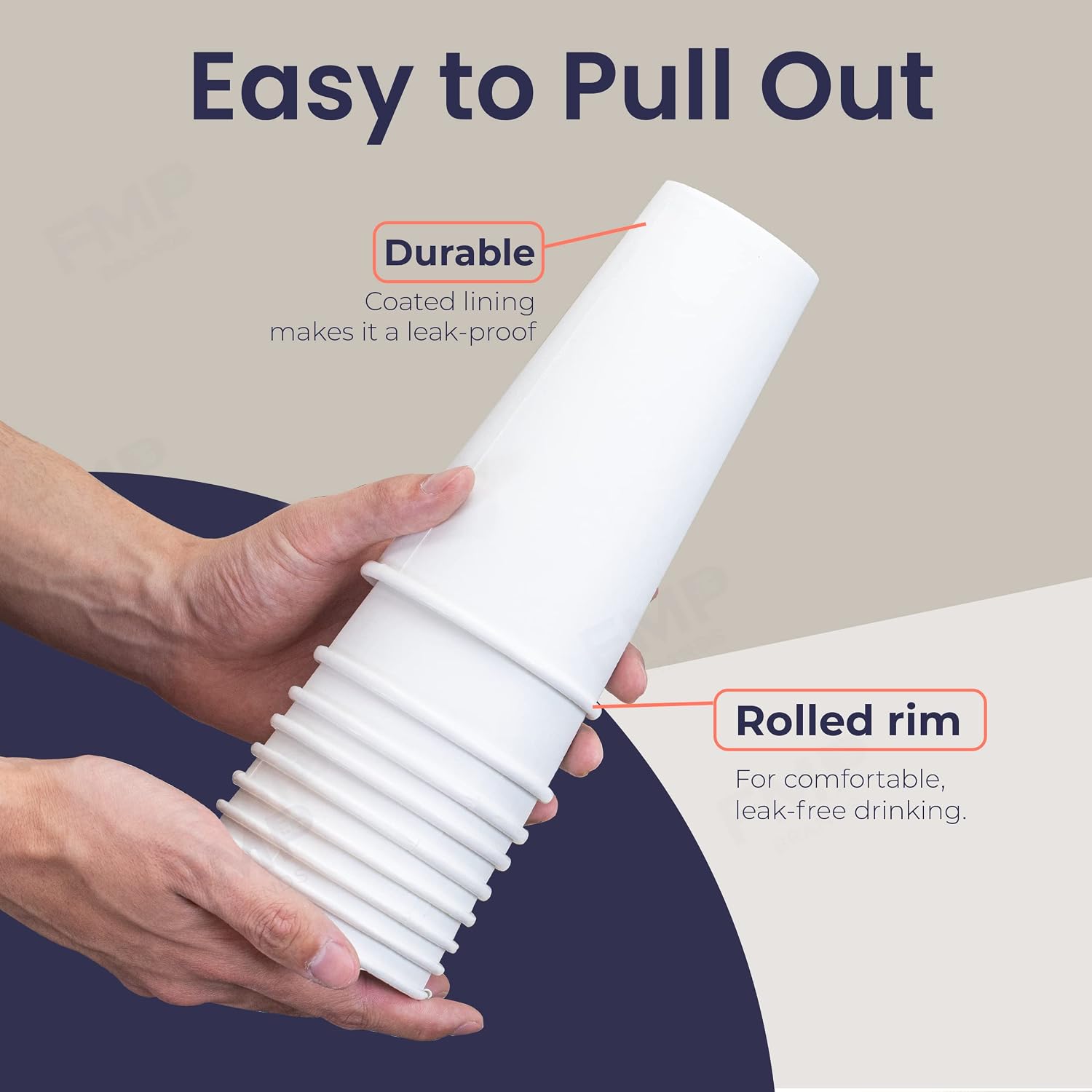 Fit Meal Prep [100 Pack] 20 Oz Disposable White Paper Cups - On the Go Hot and Cold Beverage All-Purpose Sampling Portion Cup for Coffee, Espresso, Cortado, Water, Tea and Juice, Food Grade Safe