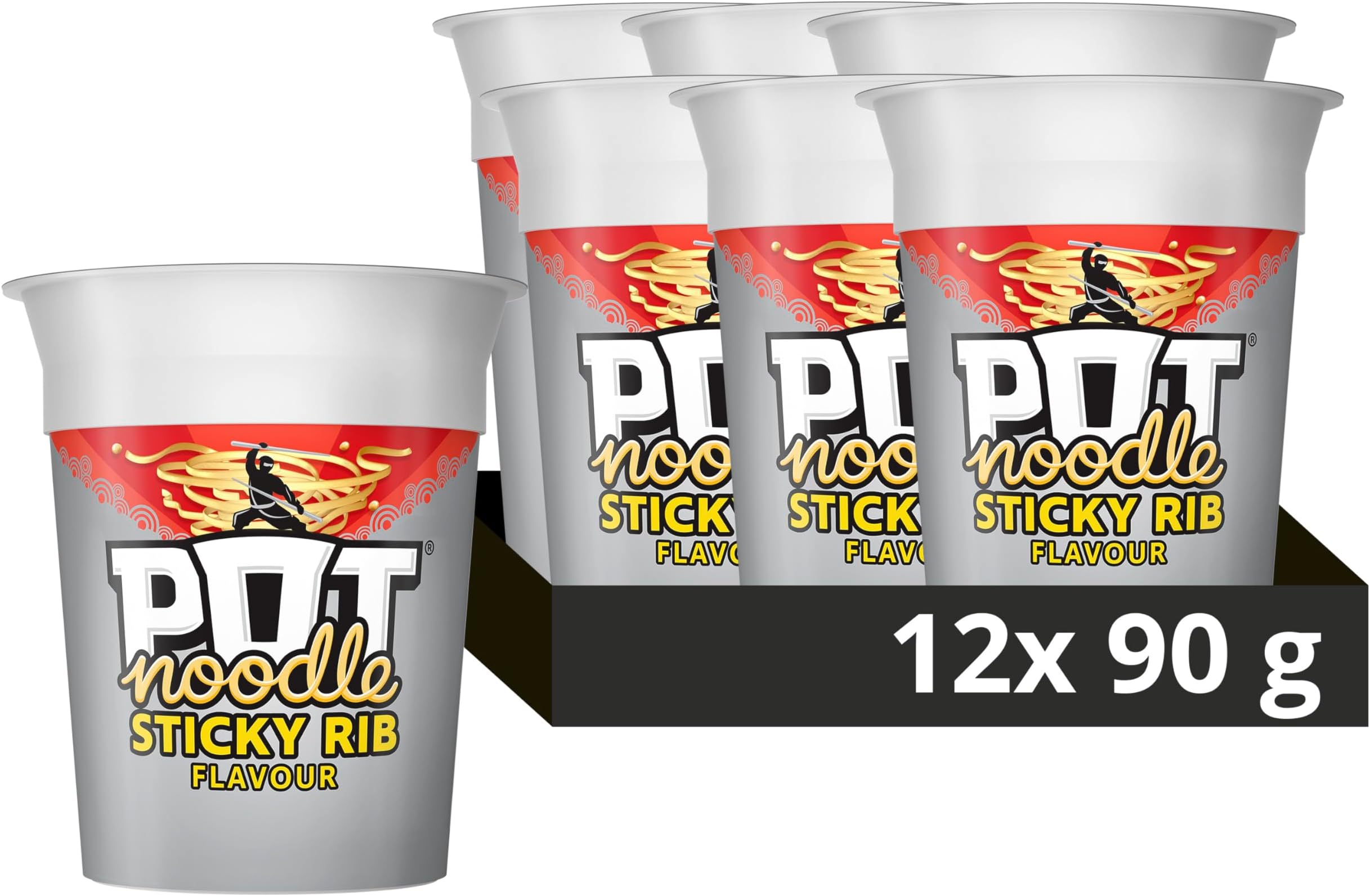 Pot Noodle Sticky Rib Flavour 90 g (Pack of 12)