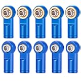 QUE-T 10Pcs Metal Left-Hand Thread Link Rod End M4 Ball Joint Head for RC Crawler Car Boat (Blue)