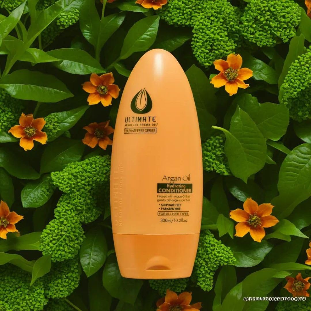 ULTIMATE Moroccan Argan Oil Hydrating Conditioner - 300 ml - Sulfate Free Argan Oil Conditioner - Safe for Color Treated Hair with Vitamin E, Carotene and Essential Fatty Acids
