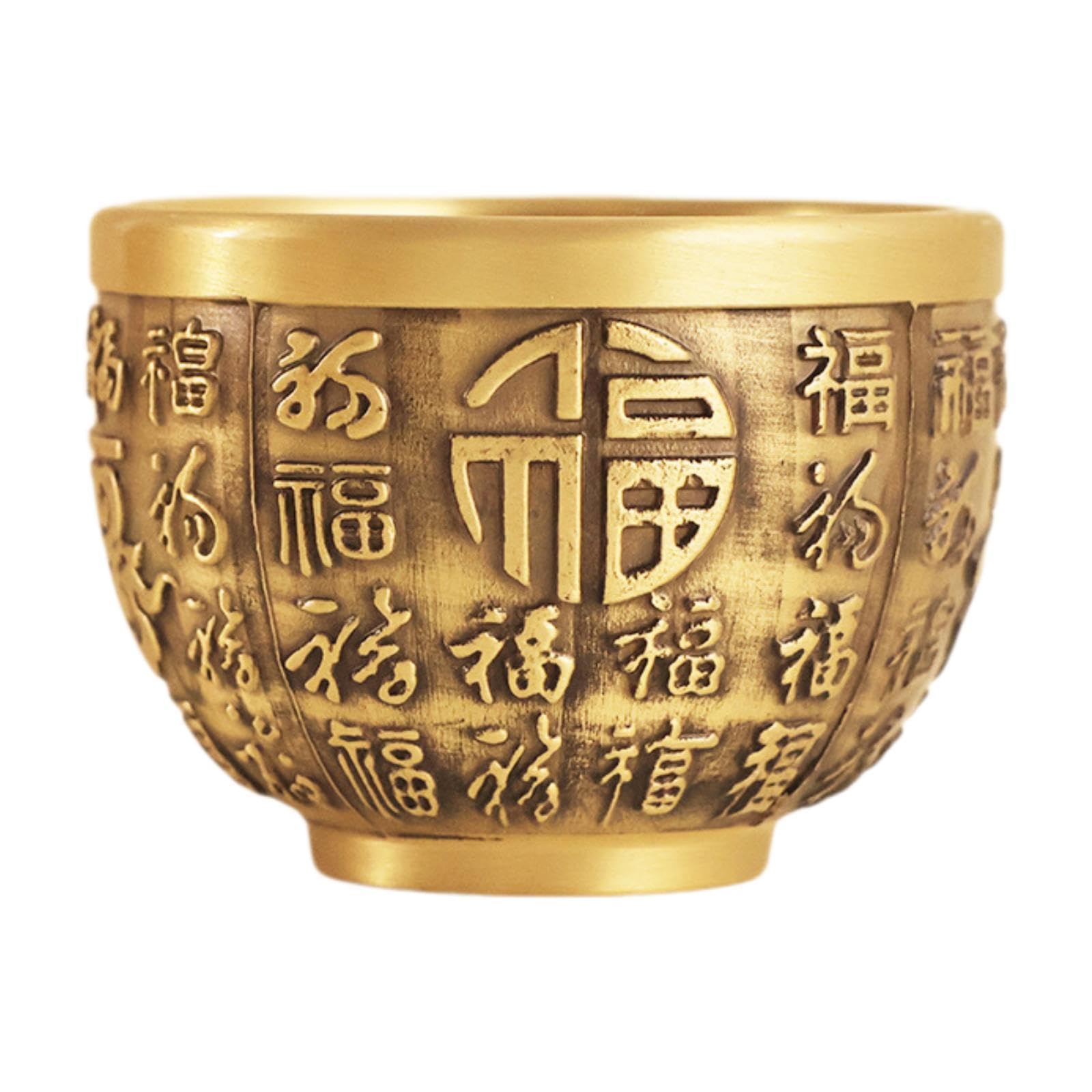 Bol offrande laiton sculpture traditionnelle Cornucopia Fu pour décoration bureau et maison