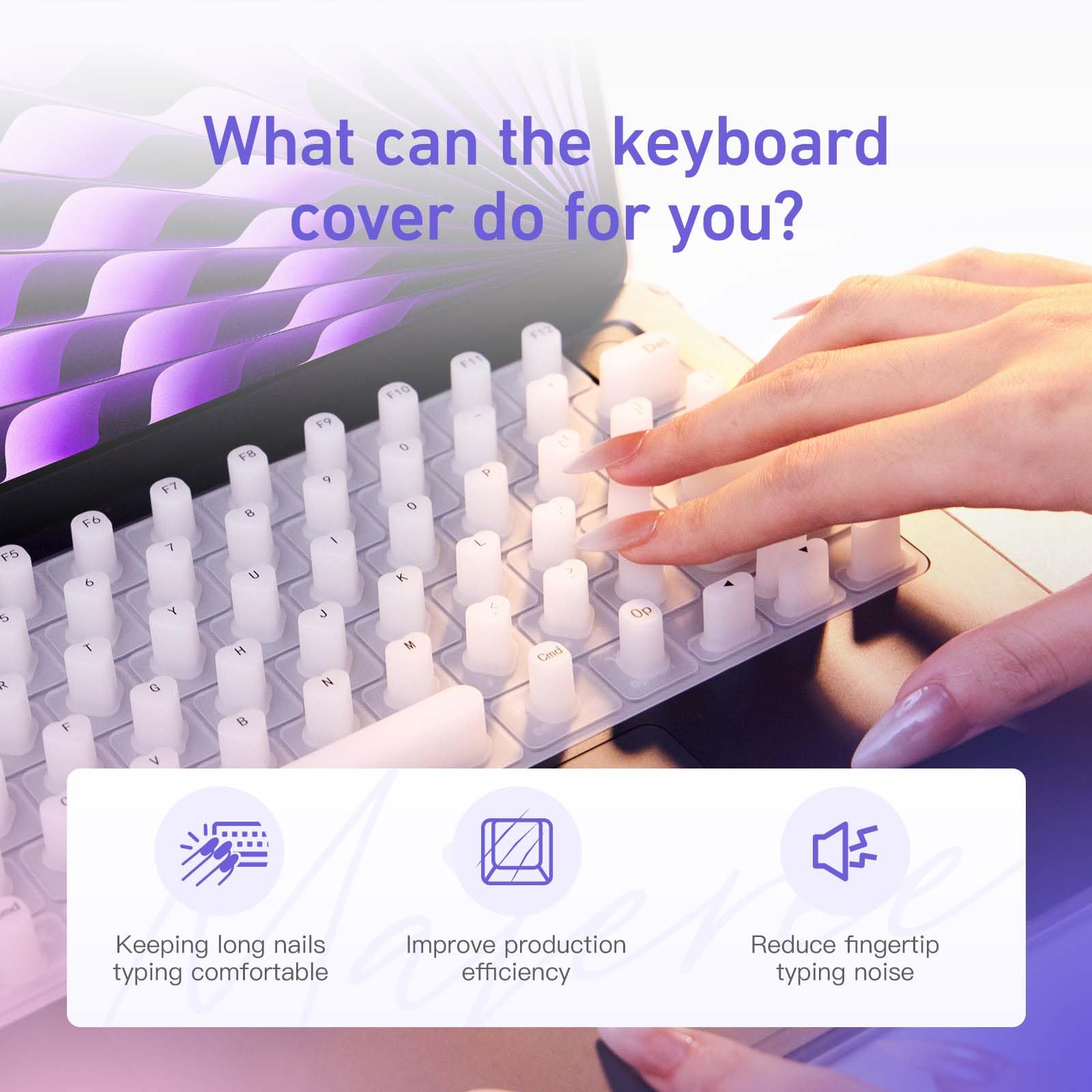 Majeree Keyboard Cover for Long Nails, Perfectly Compatible with 2021-2024 MacBook Pro 14/16, MacBook Air 13/15.Gift Box Packaging, Raised Silicone Keyboard Cover-Ideal for Office & Study Use (Pink)