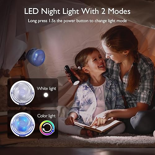 Miniatura 6 de Momcozy Ventilador portátil para cochecito, 8000 mAh, batería de 27 horas de duración ultra larga, desmontable de 4 velocidades de rotación de 360,