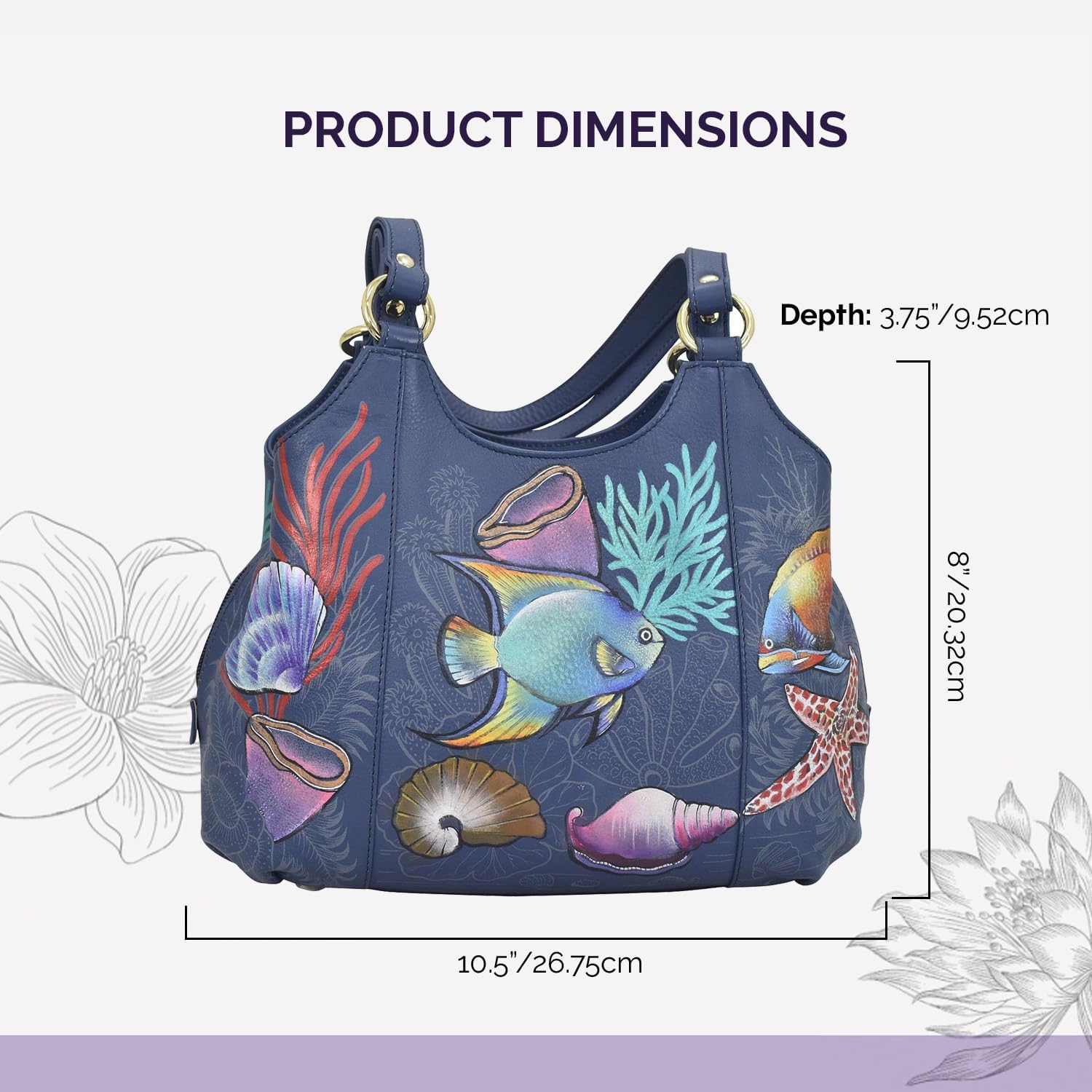 Anuschka Women’s Hand Painted Genuine Leather Triple Compartment Satchel - Mystical Reef