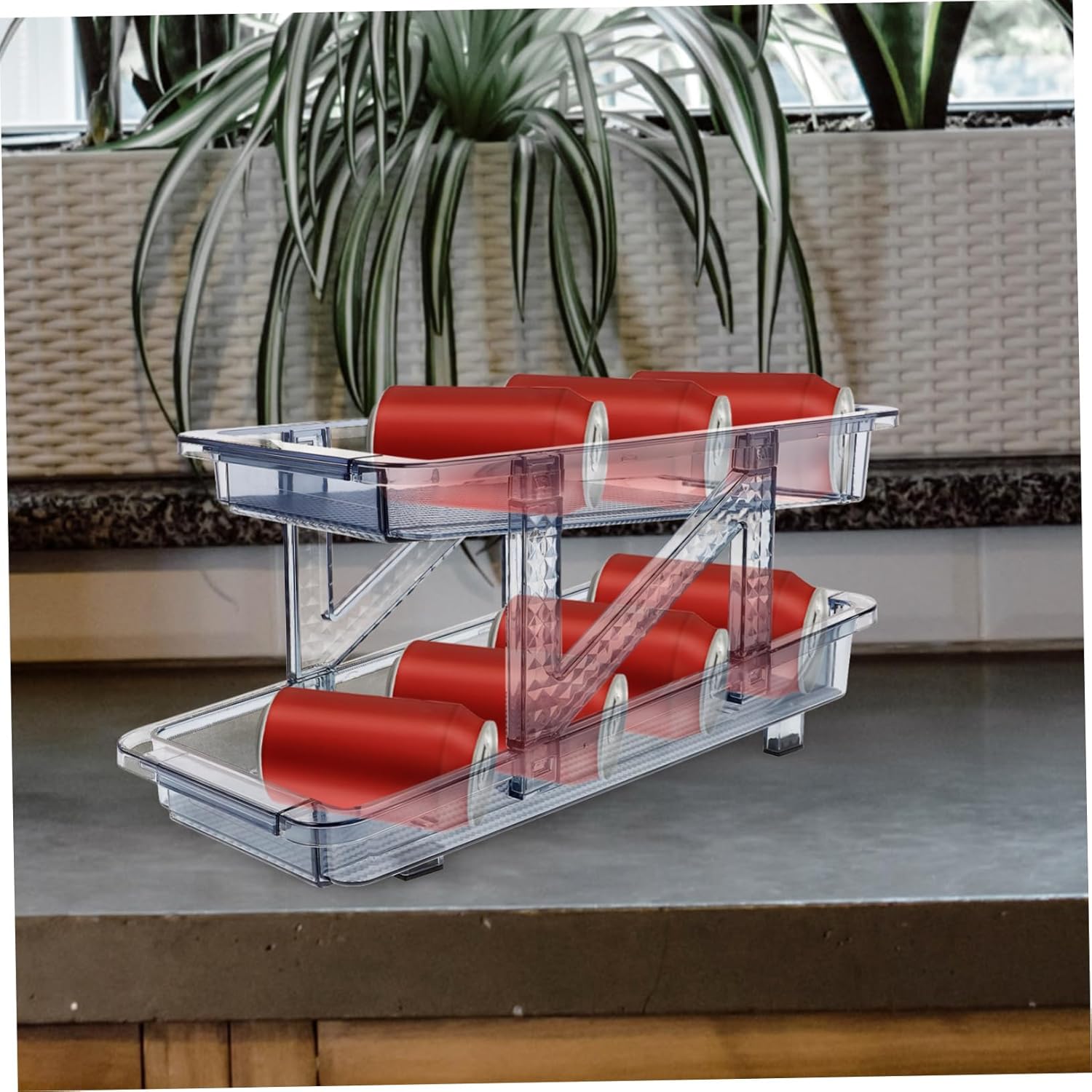 Double Tier Fridge Can Organizer Beverage Dispenser for Beer Wine and Soda for Home and Kitchen Storage