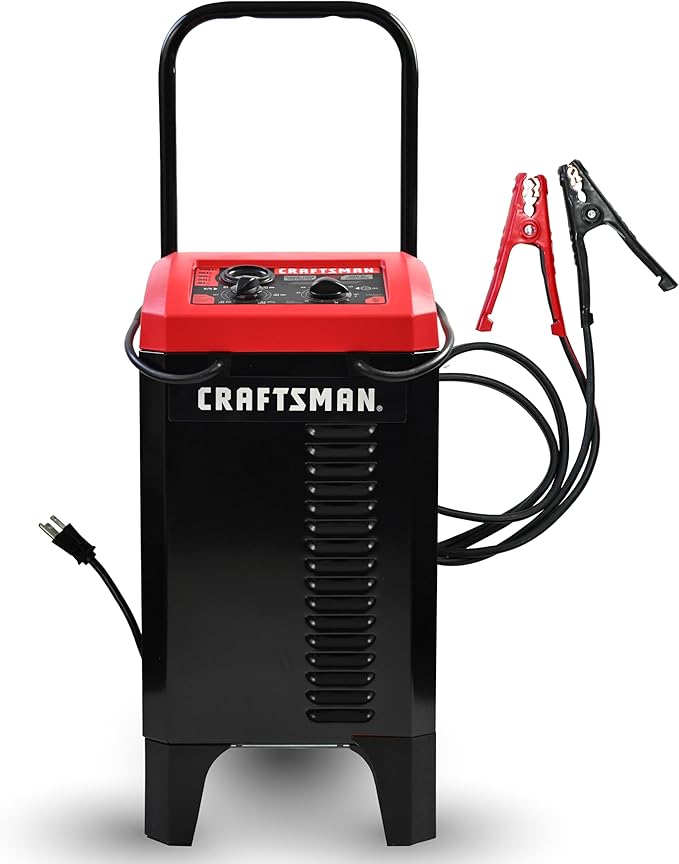 CRAFTSMAN Wheeled Manual 10A Car Battery Charger and 250A Engine Starter, 2-in-1 Solution, 50A Boost, for 6V/12V Automotive and Marine Batteries, CMXCESM233