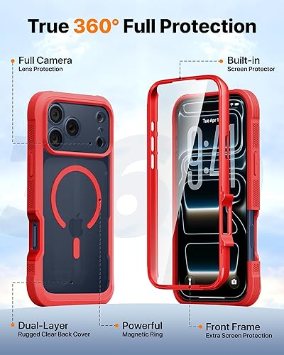 Miniatura 688 de Diaclara Diseñada para iPhone 13, protección resistente de cuerpo completo con protector de pantalla sensible al tacto integrado, funda de TPU suave