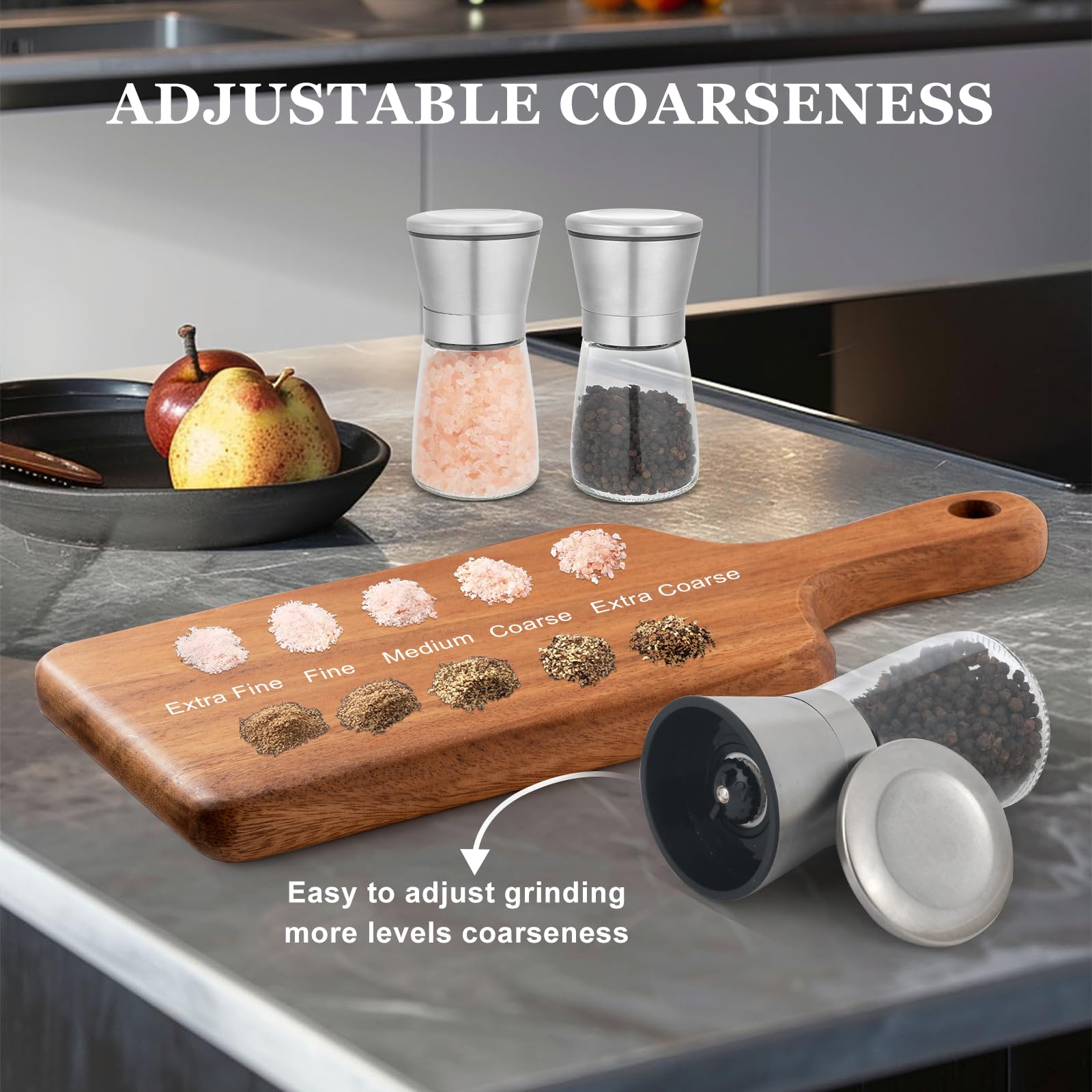 Stainless Steel Salt & Pepper Grinder - Adjustable Coarseness -6