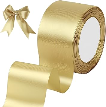tenn well Gold Ribbon 50mm, 22 Meters Fabric Satin Ribbon