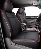 Vista 9 de LUCKYMAN CLUB Tacoma 2005-2015 - Fundas de asiento de ajuste personalizado para cabina de tripulación con piel sintética (2005-2015 negro)