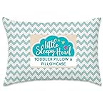 Little Sleepy Head Toddler Pillow with Pillowcase 13x18 - Kids Pillow for Sleeping - Better Neck Support Ergonomic Pillow and Toddler Pillowcase - Best Pillows for Kids (Chevron Teal)