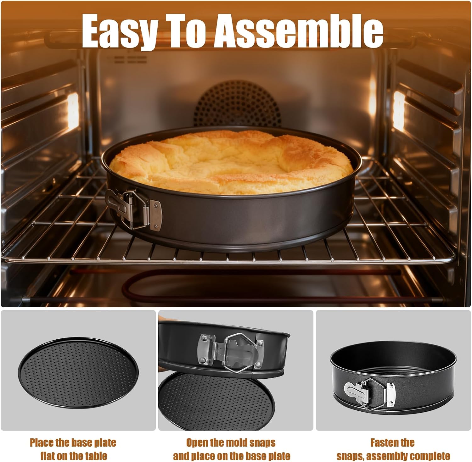 Springform Pan Set (5/7/9 Inch), Nonstick Cheesecake Pan with Detachable Bottom for Baking Cakes, Pie, Flan, Includes Parchment Papers & Scrapers (6 Set of Non-Stick Baking Pans)