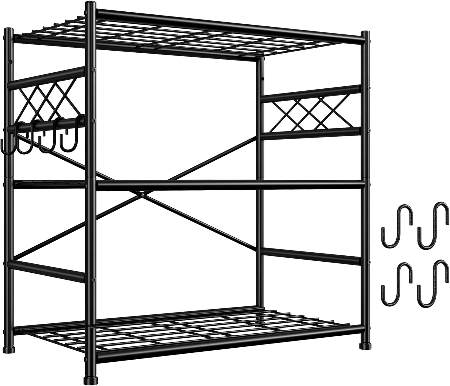Durayloly 3Tier Storage Shelves Metal Shelving Unit Organizer,Adjustable Wire Shelving Rack Pantry Kitchen with Hooks,Shelves for Laundry,Office and Bathroom closet shelves 23.6" W x 13.8" D x 30.9" H