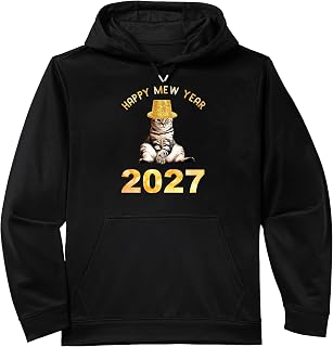 Happy Mew Year 2027 Funny Cat Lover New Year's Eve Performance Hoodie