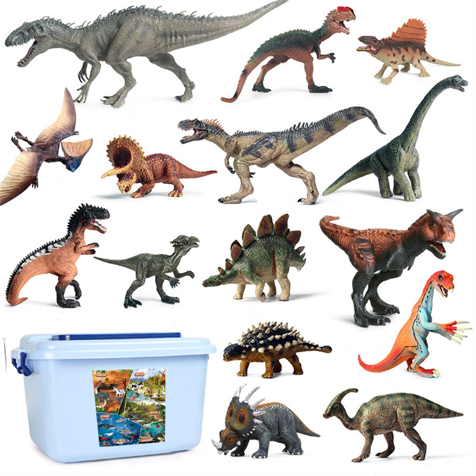Amazon | MAIBED 恐竜フィギュア 収納ボックス 図鑑 柵 植物付き