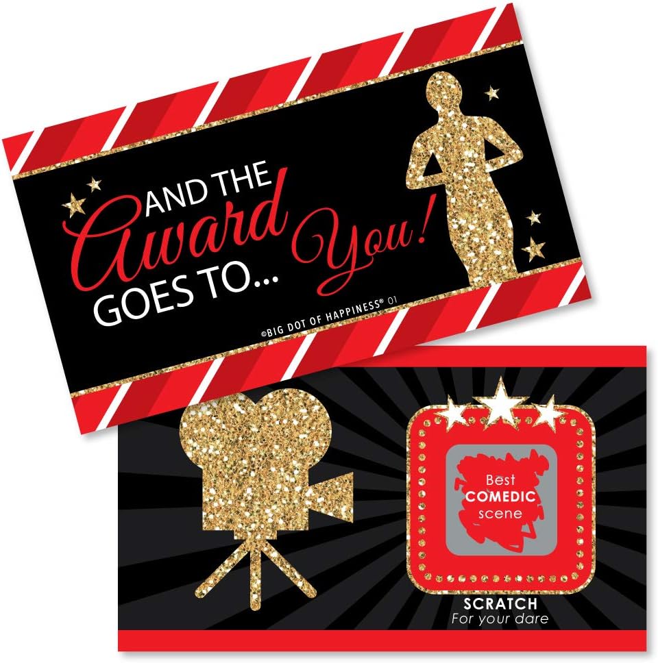 Big Dot of Happiness Red Carpet Hollywood - Movie Night Party Game Award Scratch Off Cards - 22 Count : Home & Kitchen