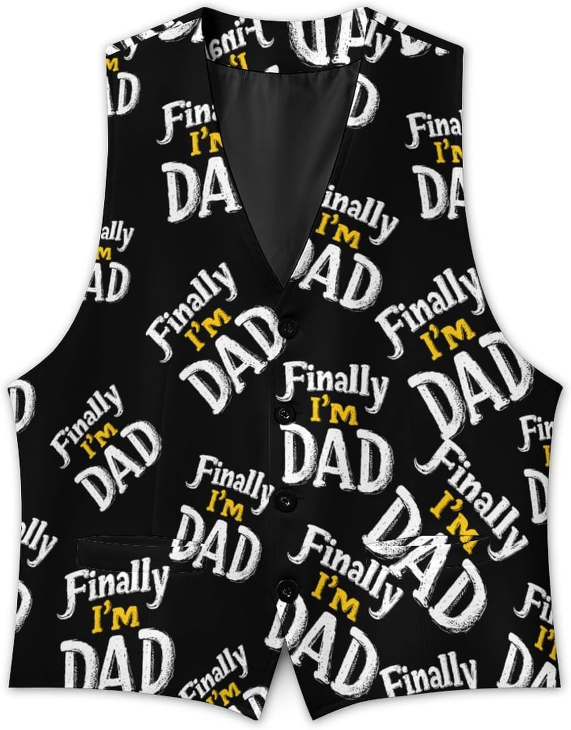 Finally I'm A Dad Mens Suit Vests V-Neck Casual Vest Dress Formal Tuxedo Wedding Waistcoat