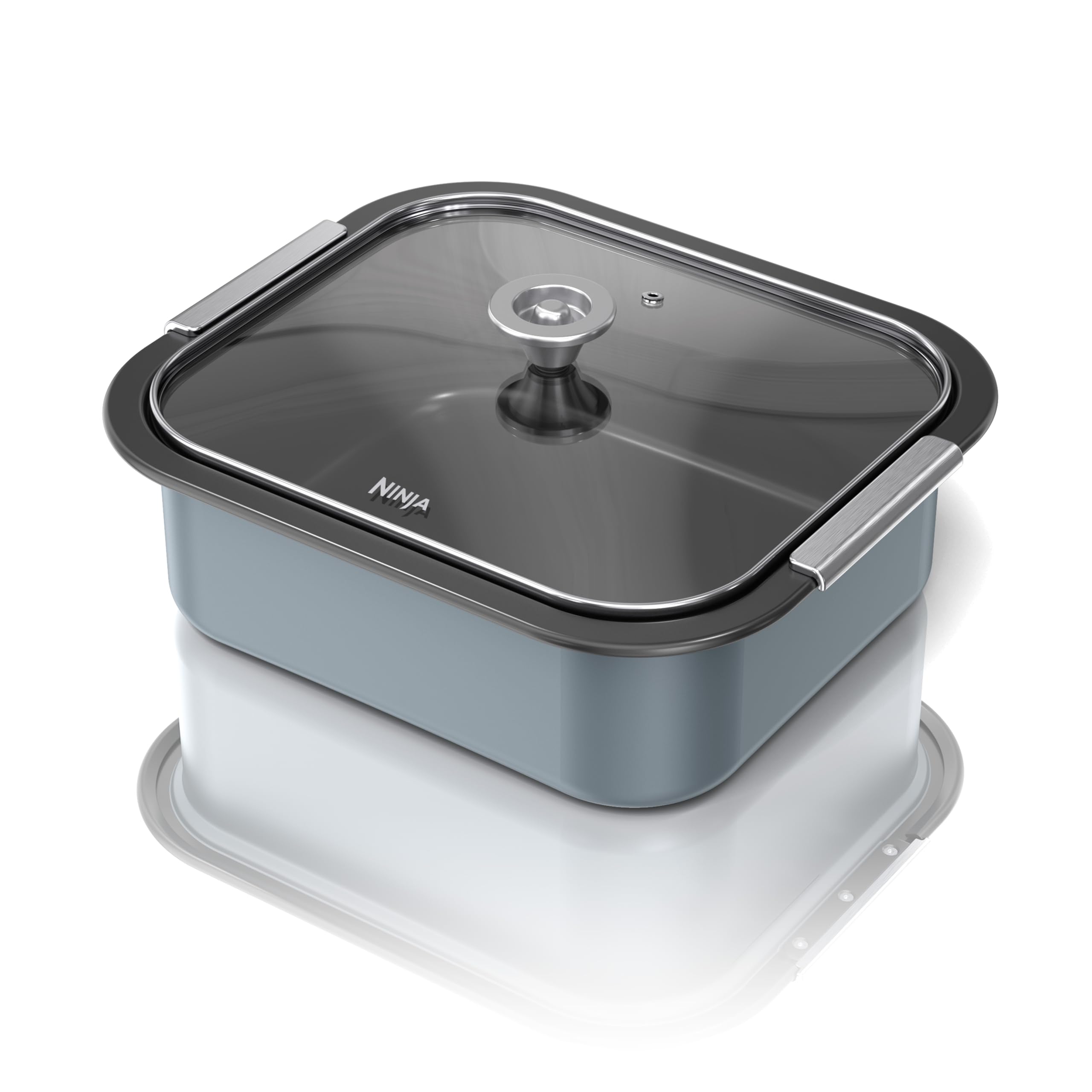 Ninja Combi Casserole Dish And Glass Lid, 4L Capacity, Non-Stick, Compatable with Combi SFP700UK, For Baking Bread Or Slow Cooking Meats And Stews, Official Ninja Accessory, Sea Salt Grey