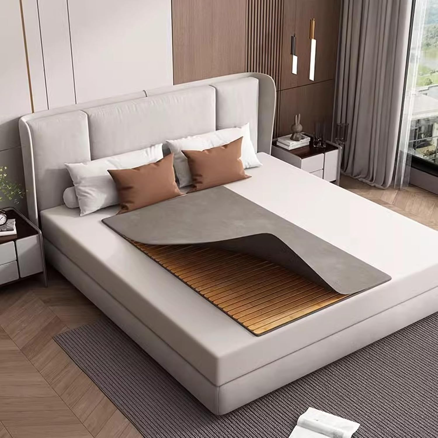 Fold Rollable Hard Bed Board, Solid Wood Couch Platform Bed Support Floor Mat, Waist Protector Hard Bed Soft Bed Hardening Artifact for Bedrooms(24X75IN)