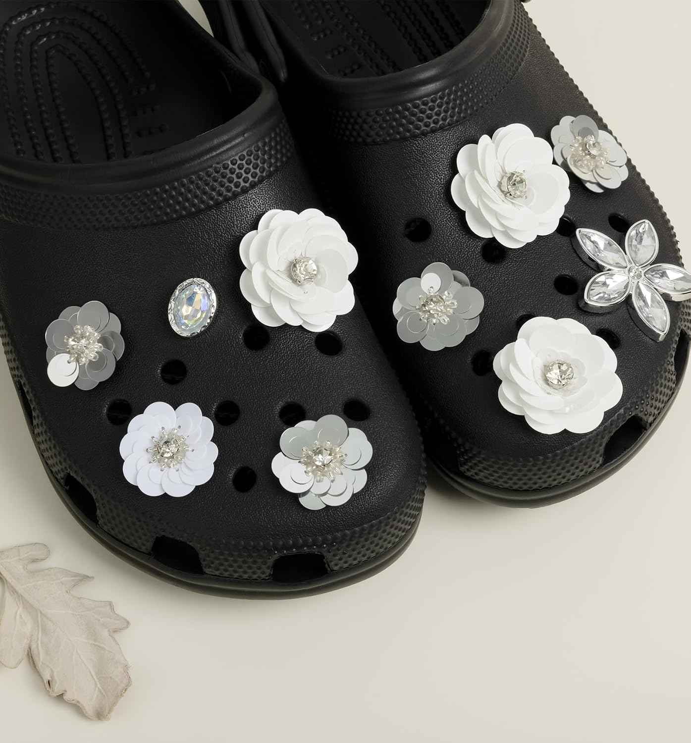 Cute Bling Shoe Charms for Women - 10 Pcs Shine Flower Accessories Jewelry