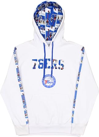 FISLL NBA Teams Mens White Hoodie with Graphic Stripe