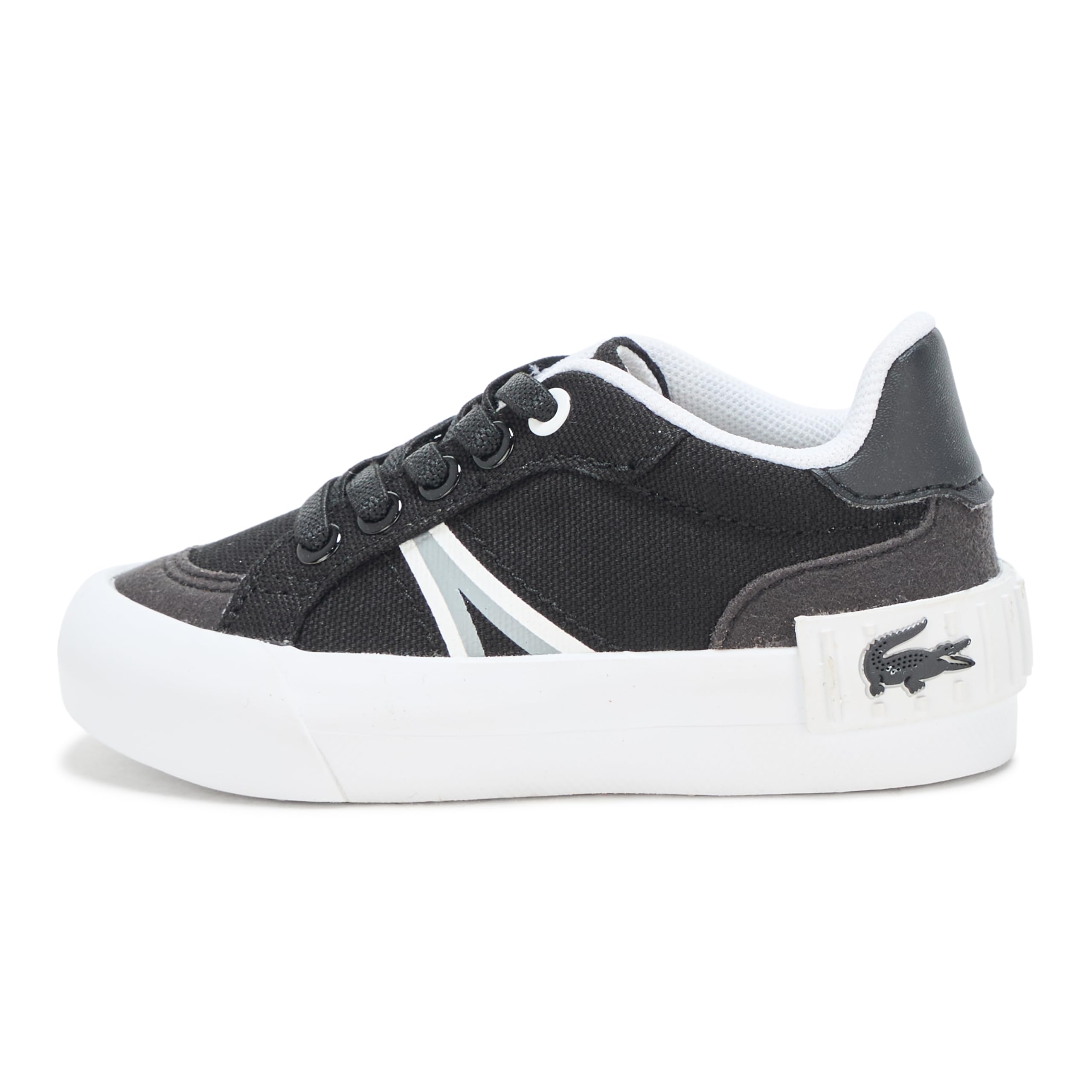 Lacoste Kids L004 Sneaker, BLK/WHT, 8