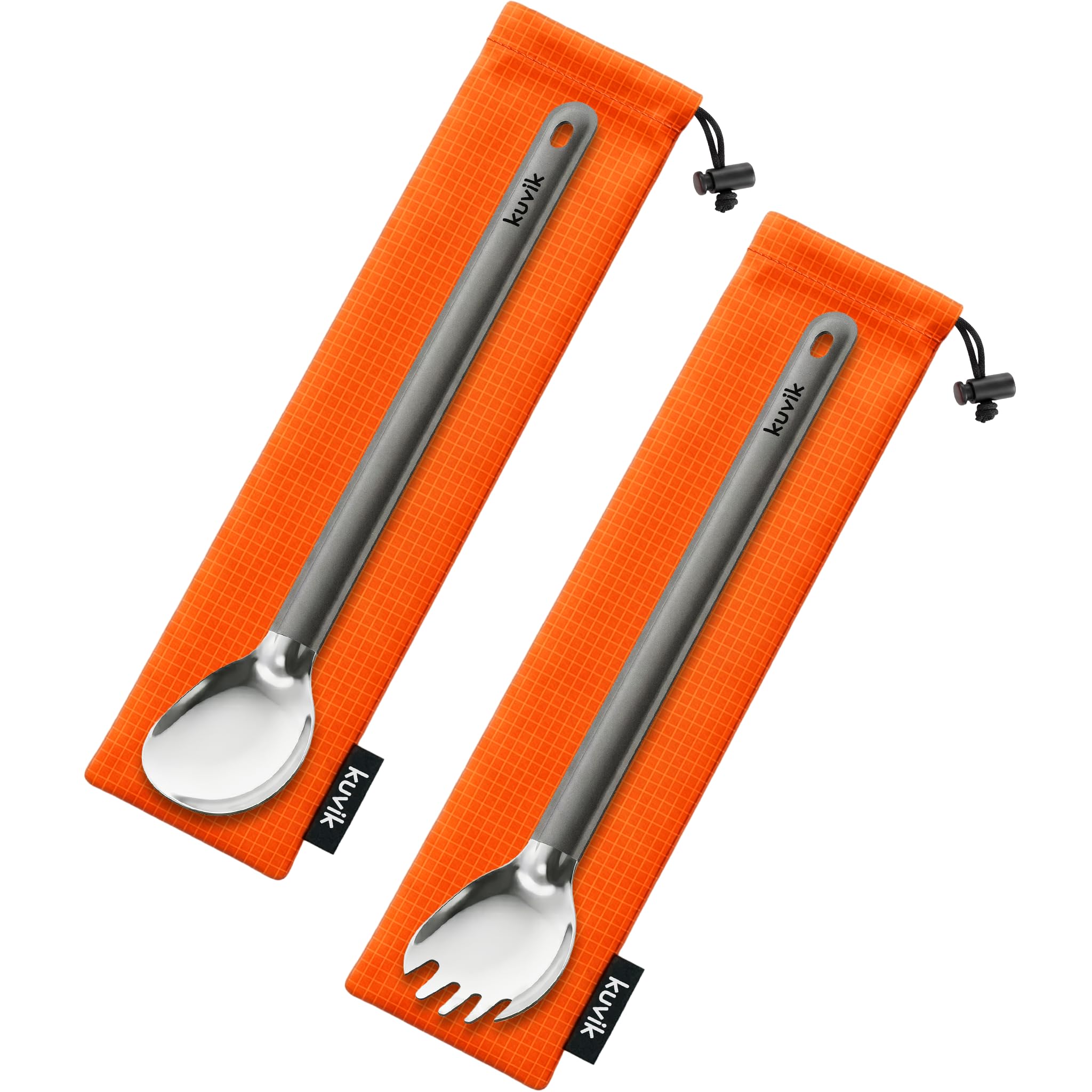 Kuvіk Titanium Spoon/Spork Combo - Ultralight and Compact for Backpacking