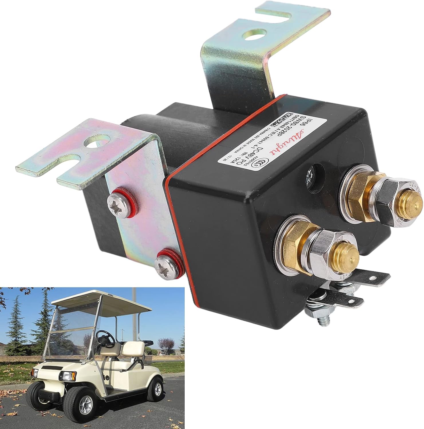 4 Terminal Solenoid Coil 101908701 Replacement for Carts Precedent 2004 2008 48V, Installation, Durably Rubber and Metal Material