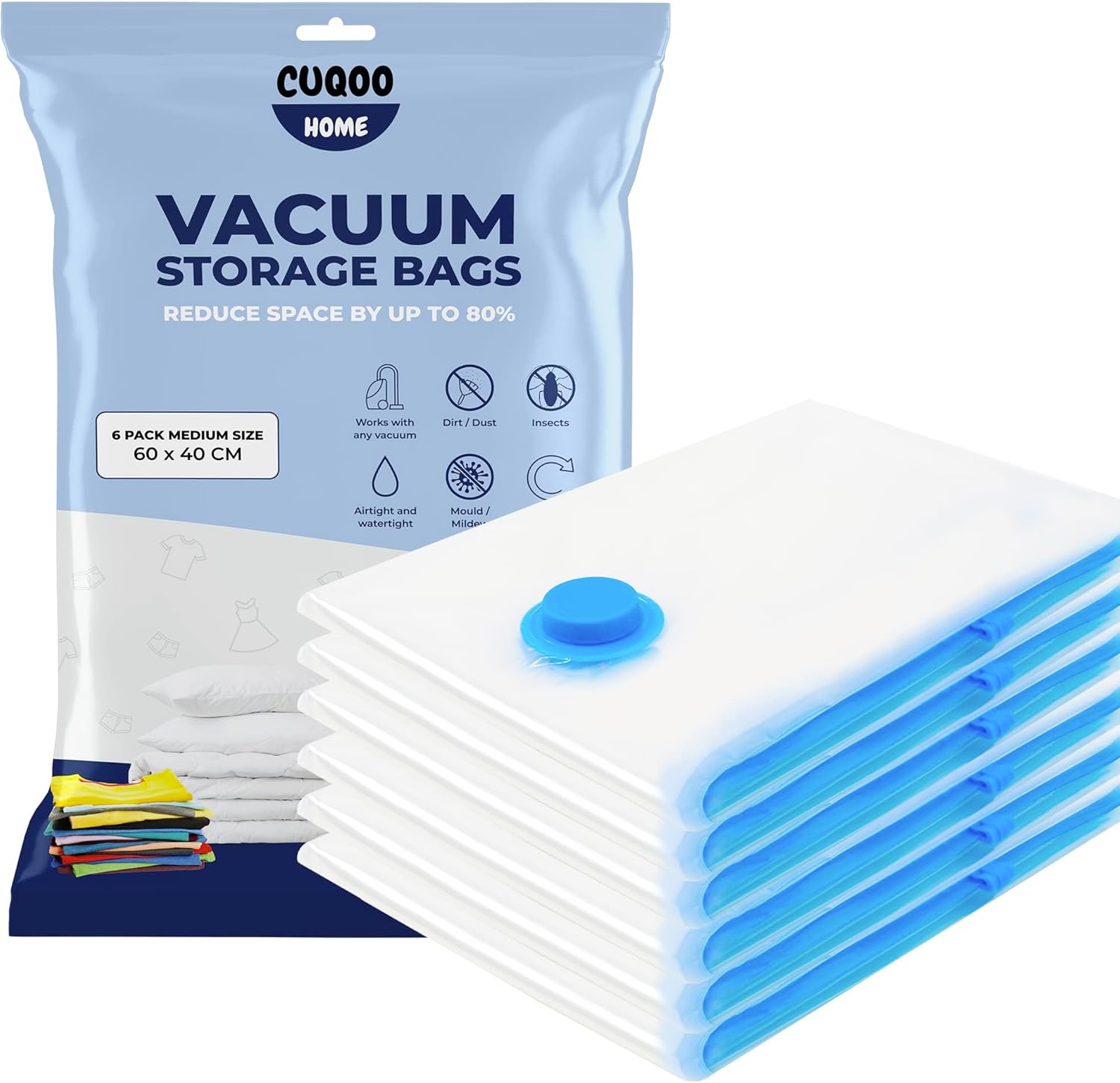 NIFTII 6 Pack Premium Vacuum Bags Large Vacuum Storage Bags 80 More