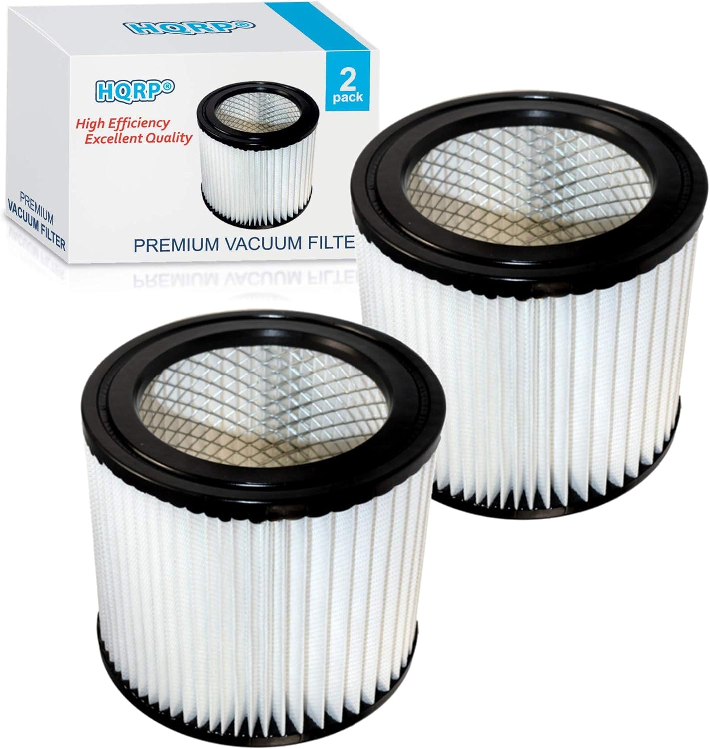 HQRP 2-pack Cartridge Filter compatible with Shop-vac QPMH450 QPMH500 QMH45A QSH30 QSH35 QPSH300 QPSH400 952-02 95202 HangUp Series Wet/Dry Vacuum