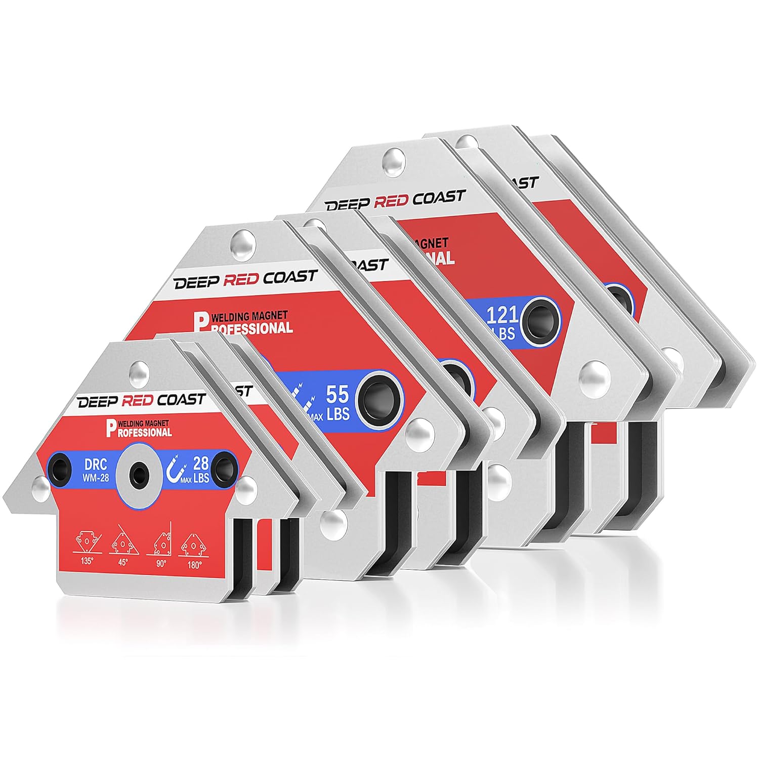 Welding Magnet Set 6 Pack 28LB 55LB 121LB Magnetic Welding Holder Multi Angle 45 90 135 180 Degree Welding Magnets for MIG Welding Soldering Pipe Installation