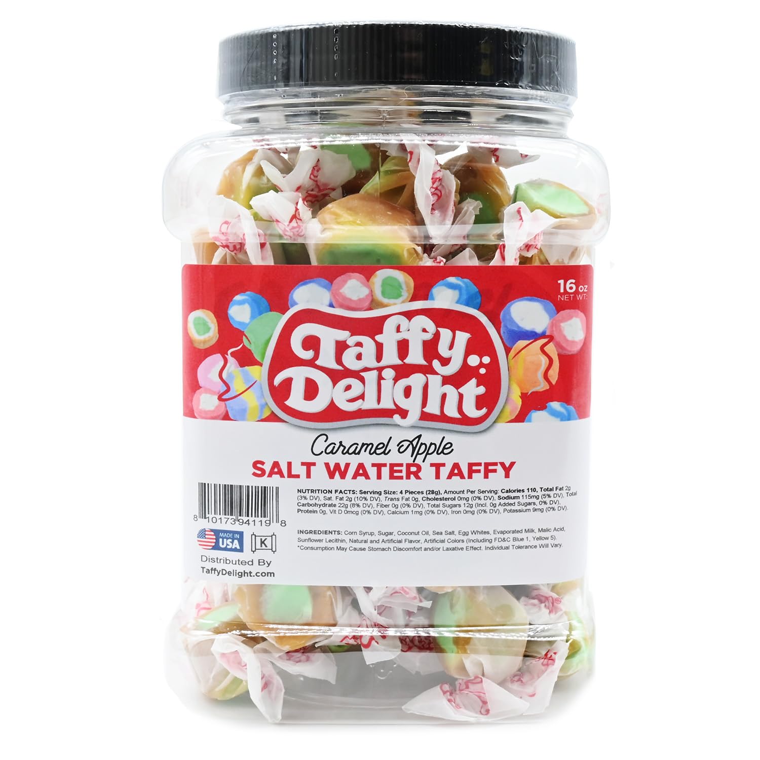 Taffy Delight Salt Water Taffy (16oz, Caramel Apple)