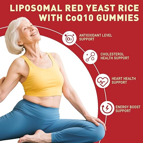 Miniatura 3 de Arroz de levadura roja con gomitas CoQ10 sin azúcar, suplemento de arroz de levadura roja con extracto de ajo inodoro, vitamina E, vitamina D3 y K2,