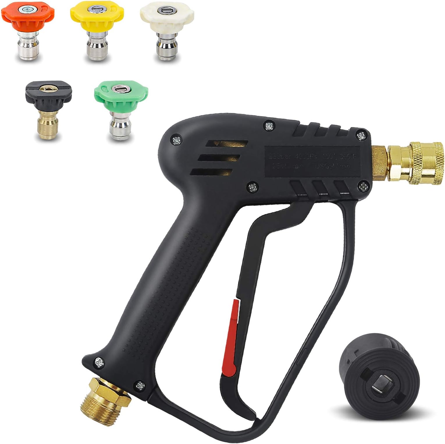 High Pressure Wash Gun 4000 PSI M22 Interface (14mm) and Quick Interface for Karcher with 5 Water Nozzle Tips for Car Cleaning