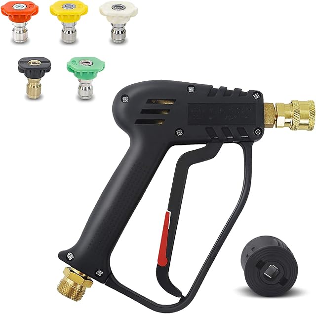 DERASL High Pressure Washer Gun 4000 PSI,M22 14mm and Karcher High-Pressure Hose Quick Connect Connector,5 1/4 inch Quick-Connect Nozzles for Car Washer Cleaning Tool