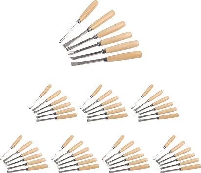 48 Pcs Wooden Chisel Tool 6 in 1 w/Wood Handle 16.5-16.7cm Length