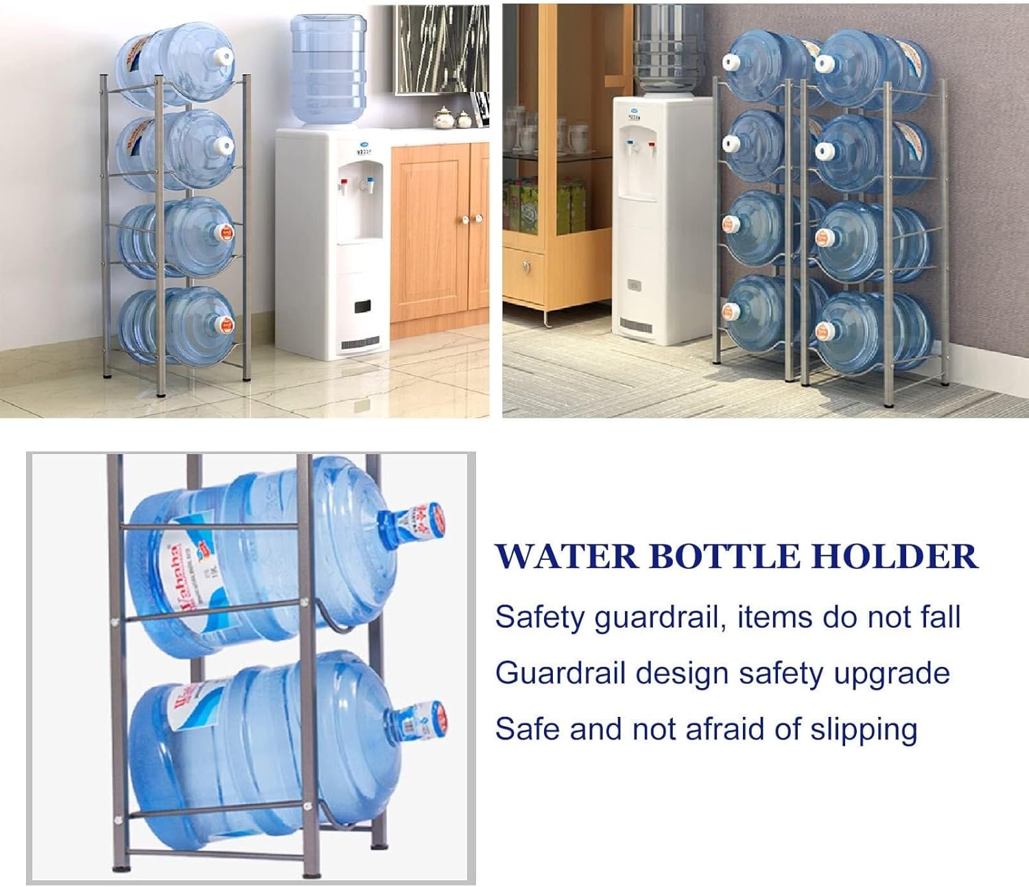 Bucket storage rack,5 Gallon Water Cooler Jug Rack Water Buckets Organizer, Heavy Duty Carbon Steel Water Jug Holder, Save Space Water Bottle Holder Dispenser Stand(34x34x105CM)